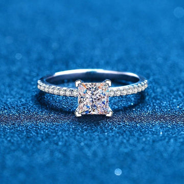 1-2CT Princess Cut High Quality Moissanite Diamonds VVS Colorless Solitaire Diamond Bridal Sets Ring - The Jewellery Supermarket